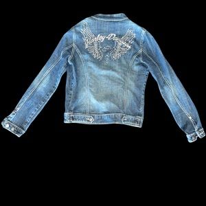 Harley Davidson bedazzled denim jacket